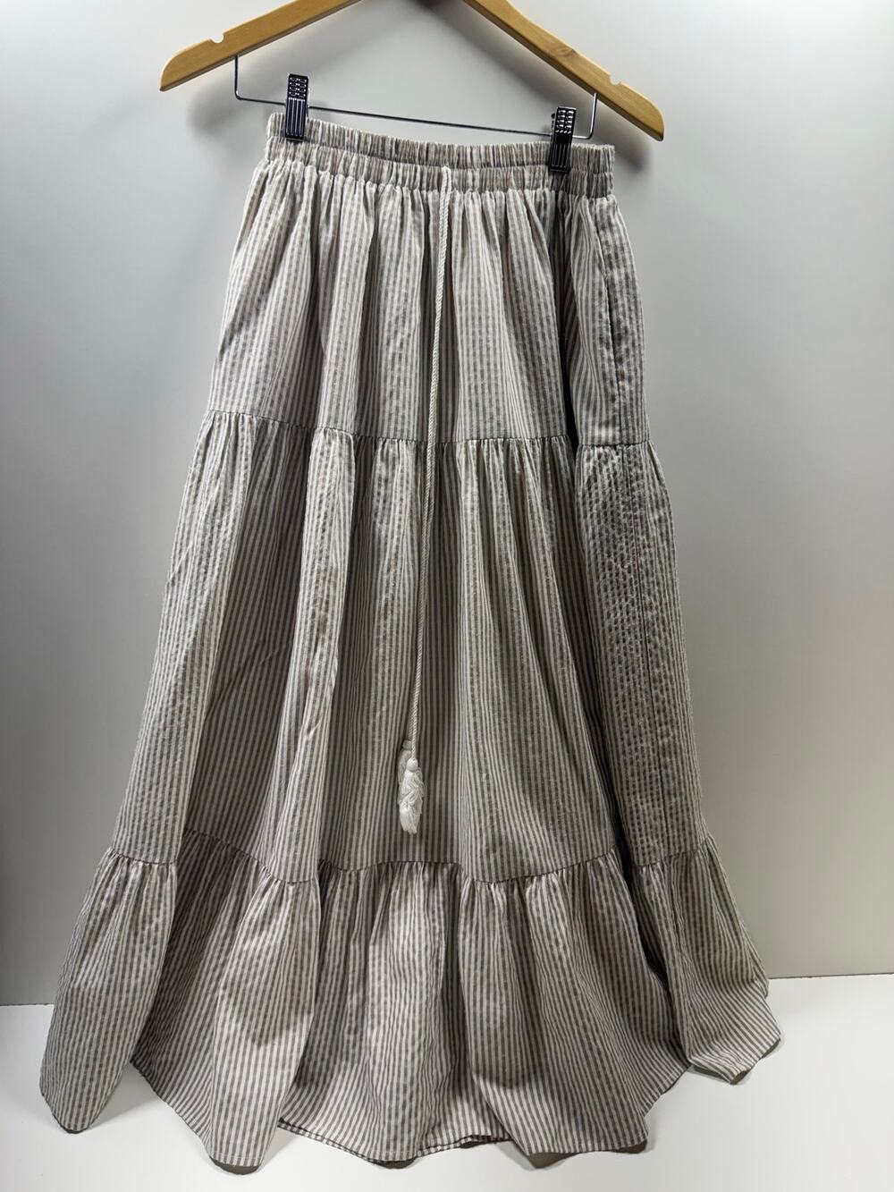 Miou Muse Boho Prairie Tiered Skirt Sz Large Pull On Cottage Core Elastic Waist